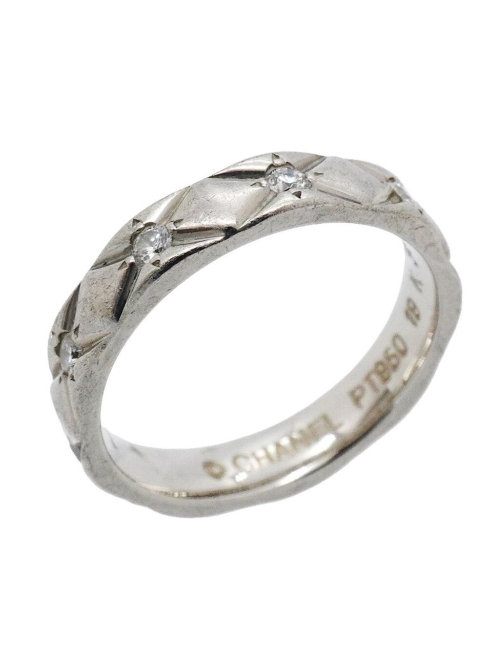 Chanel Ring Quilted Full Diamond Platinum